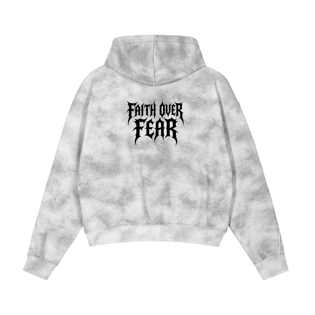 faith over fear marble zip up hoodie