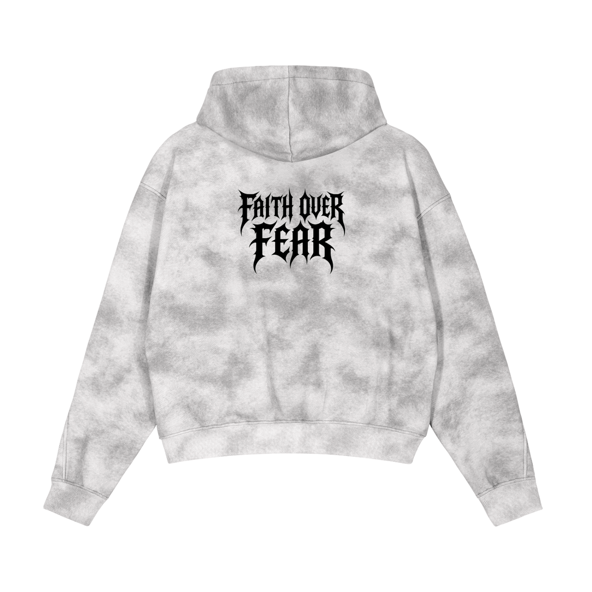 faith over fear marble zip up hoodie