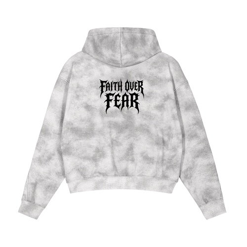 faith over fear marble zip up hoodie
