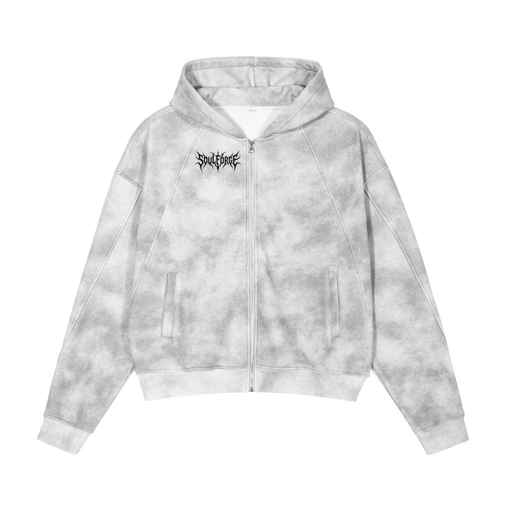 faith over fear marble zip up hoodie